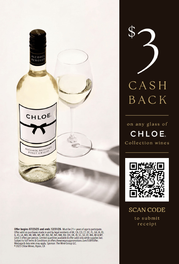 Chole Alcohol Removed $3 Offer Menu Insert