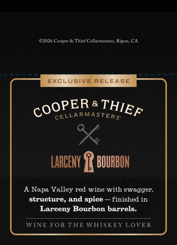 Cooper & Thief Napa Red Blend Larceny Launch Shelf Talker