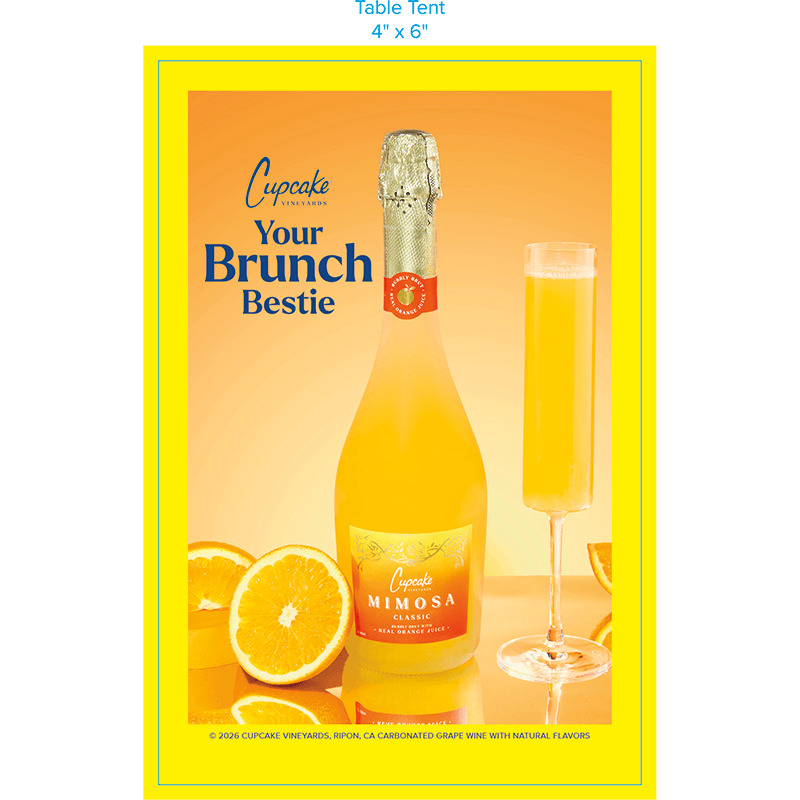 Cupcake Brunch Table Tent Insert - Mimosa