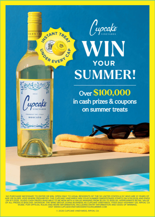Cupcake Win Your Summer Menu Insert - Moscato