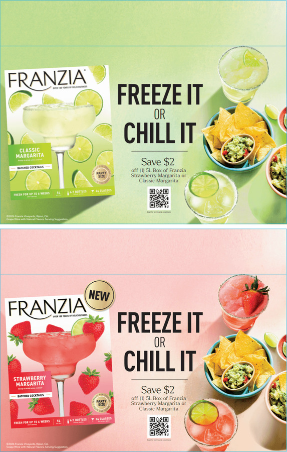 Franzia Margarita Season Double Sided Case Talker with Offer