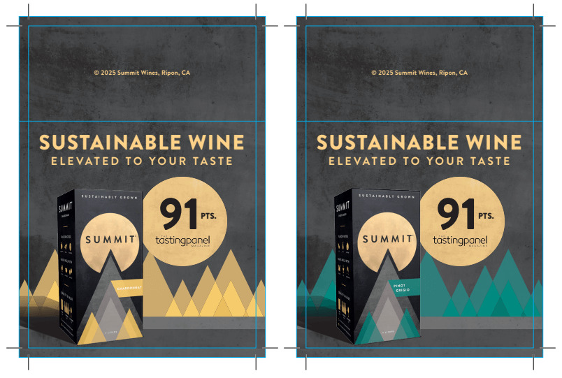 Summit Flow 2026 Double Sided Shelf Talker - Chardonnay and Pinot Grigio