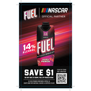 Fuel 2026 Nascar Flow $1 Off Cooler Cling - Hard Punch